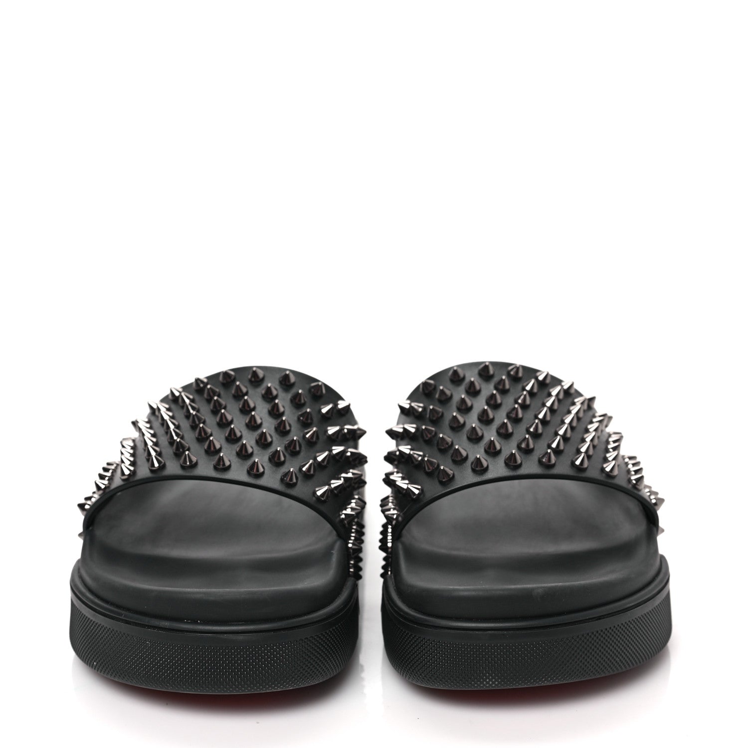 Christian Louboutin Calfskin Studded Pool Fun Platform Flat Slide Sandals 40 Black 2 of 9