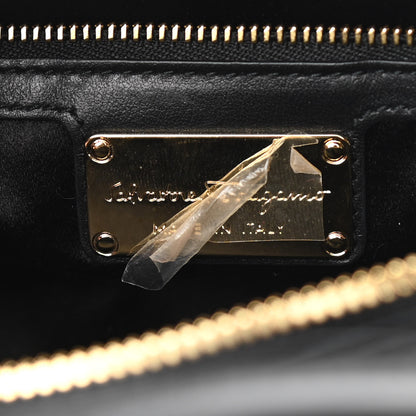 Salvatore Ferragamo Calfskin Sequin Small Fiamma Bag Black Gold 6 of 13
