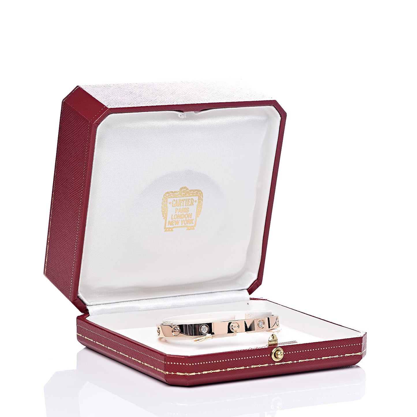 18K Pink Gold 4 Diamond LOVE Bracelet 17
