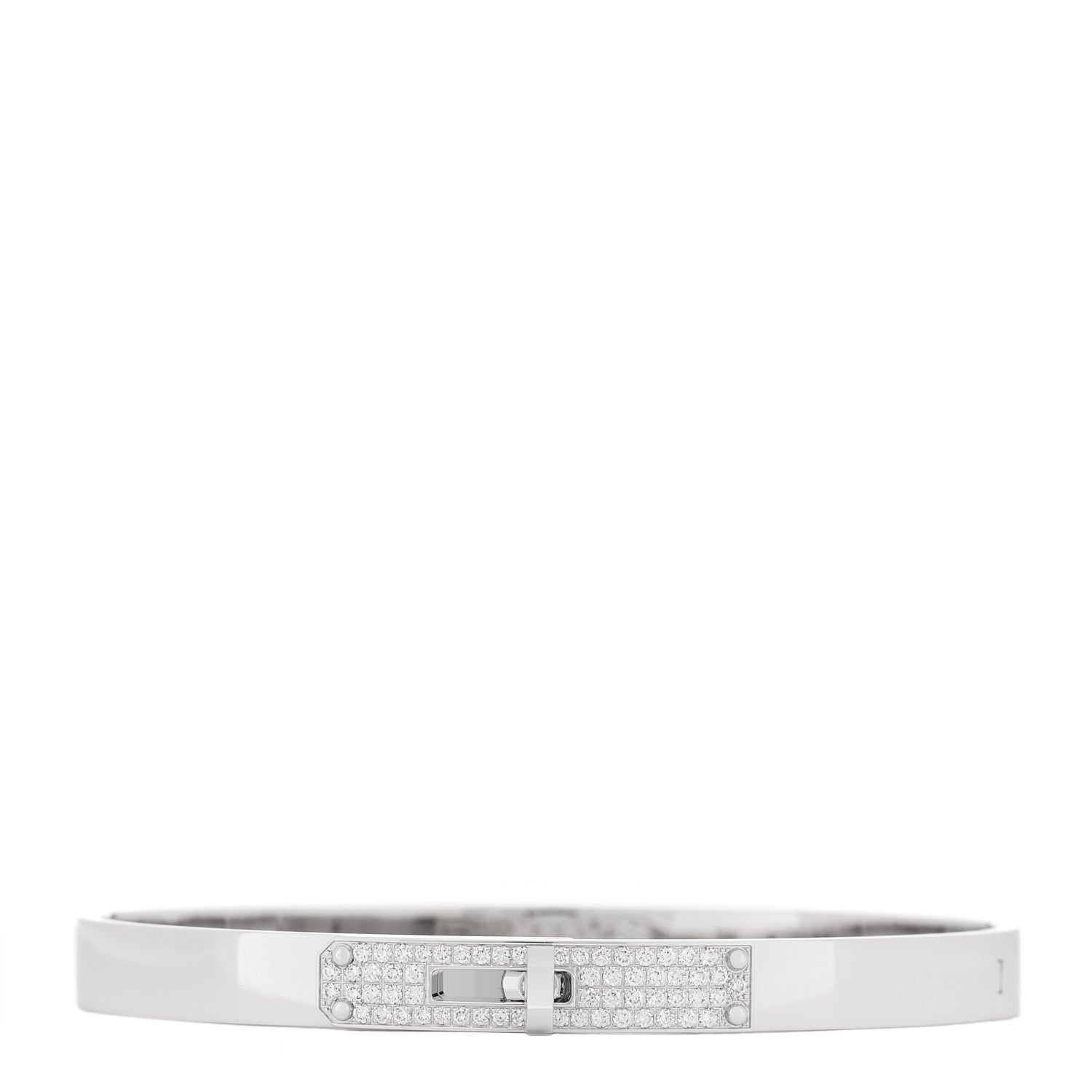 Hermes 18K White Gold Diamond PM Kelly Pave Bracelet SH 1 of 3