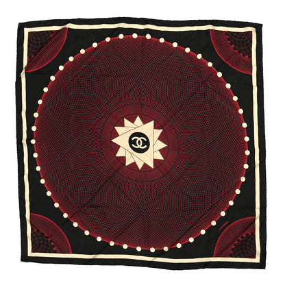 Chanel Silk CC Square Scarf Red Black White 1 of 3