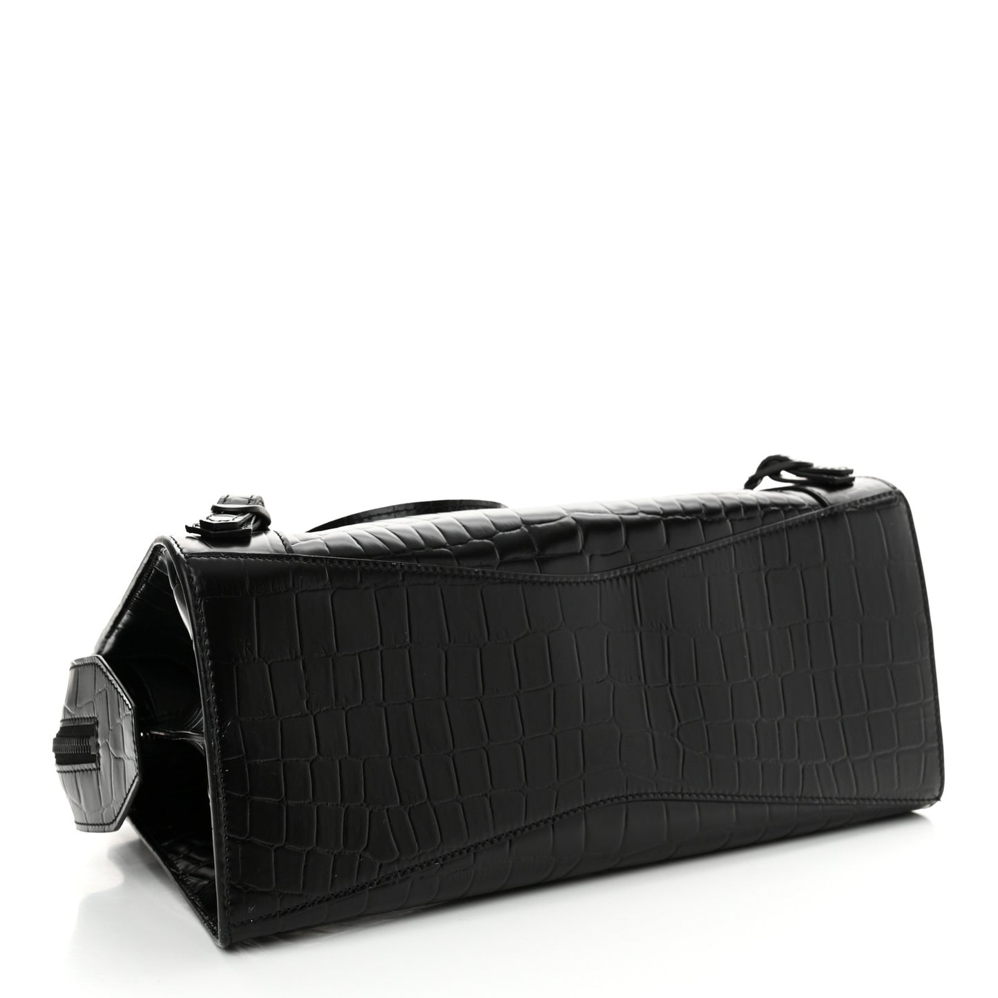 Semi Shiny Calfskin Crocodile Embossed Neo Classic Black Hardware S City Black