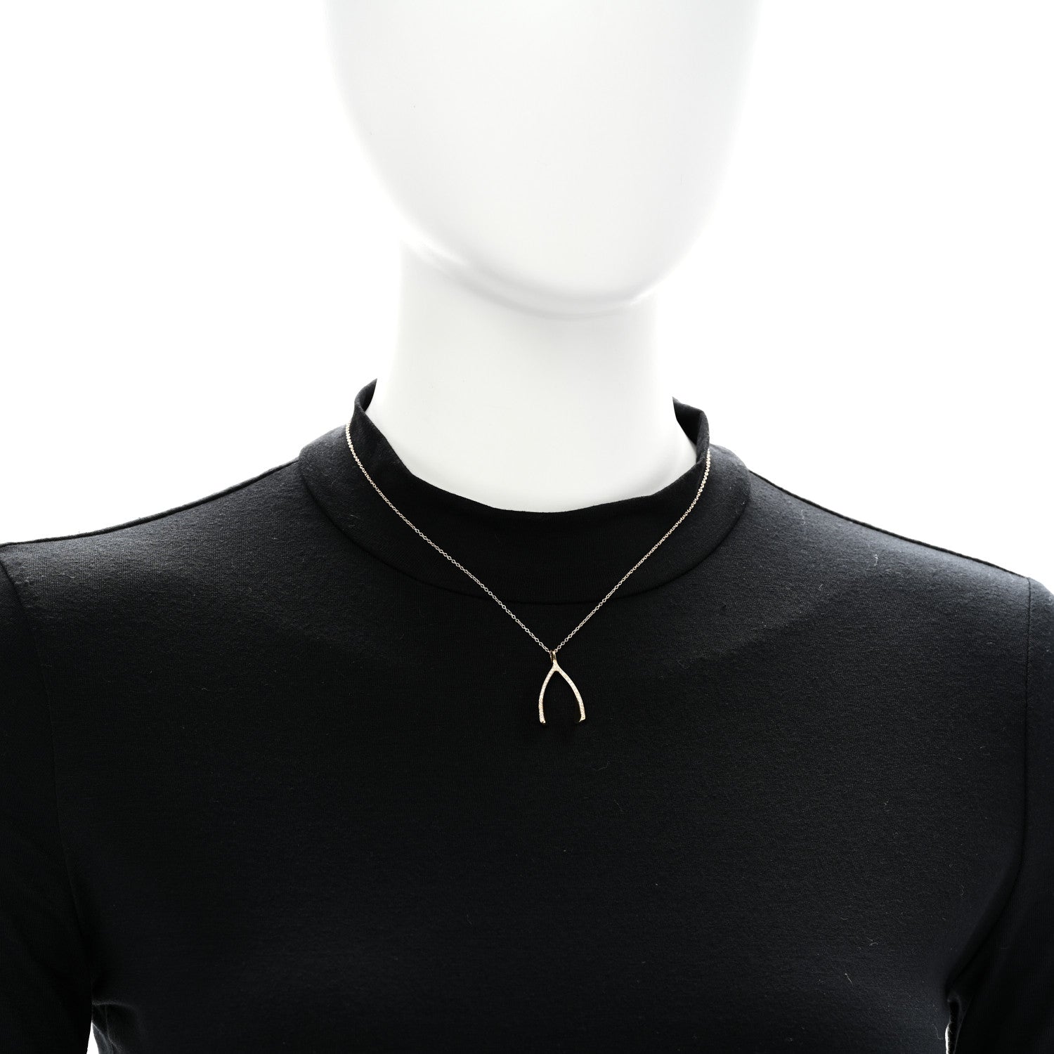 Jennifer Meyer 18K Yellow Gold Diamond Wishbone Pendant Necklace 2 of 5