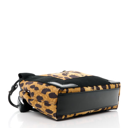 Balenciaga Cotton Canvas Satin Calfskin Leopard Print Navy Cabas XS Beige Black 5 of 12