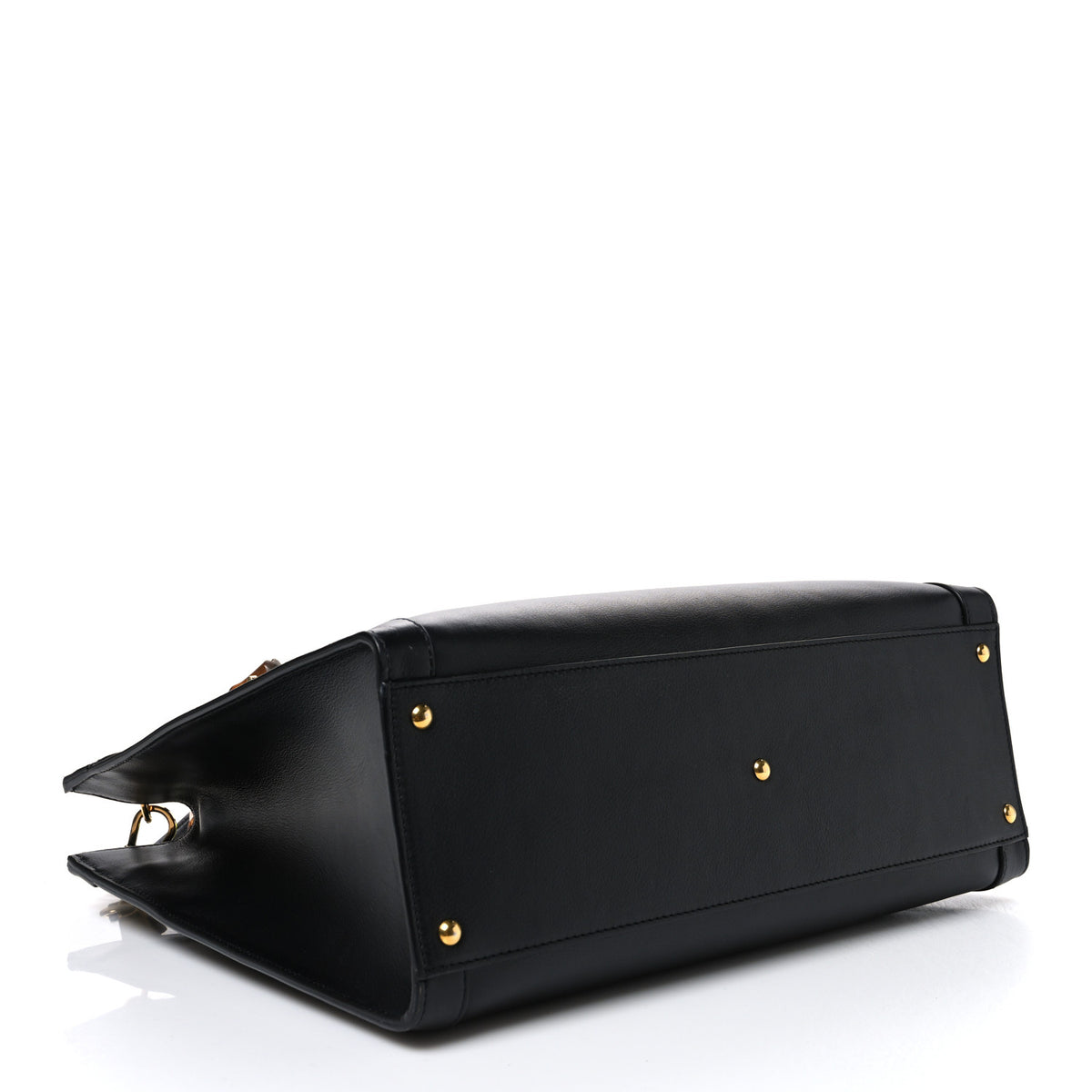 Calfskin Medium Diana Tote Bag Black Yellow Fluo