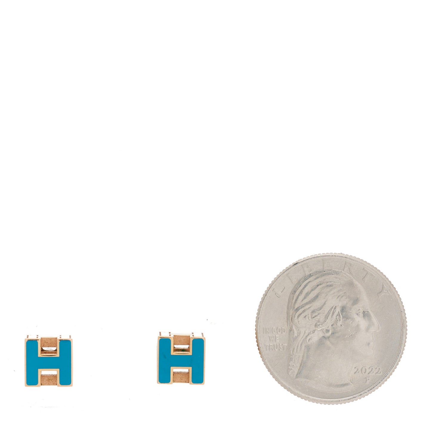 Gold Lacquered Cage d'H Earrings Turquoise