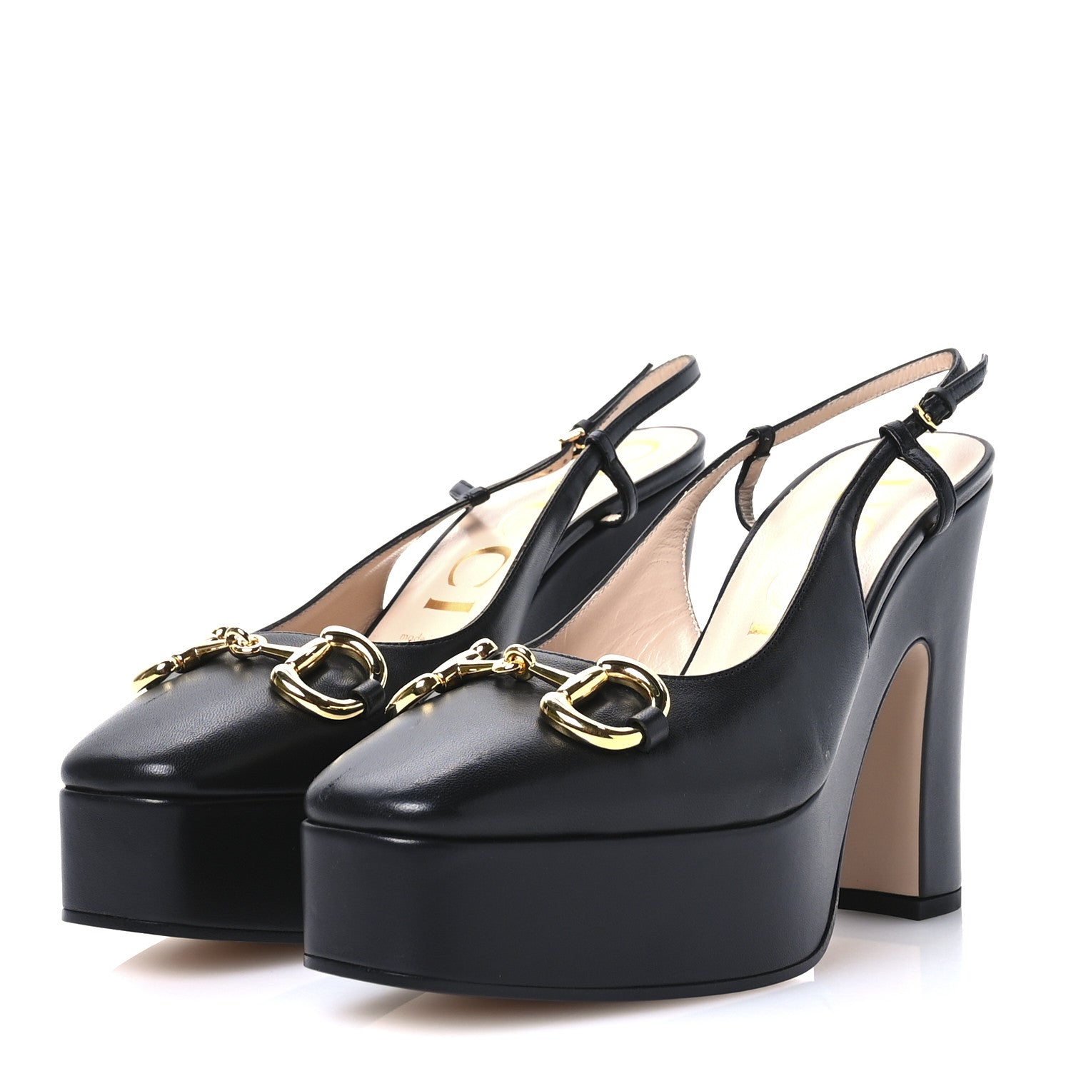 Gucci Nappa Horsebit Platform 35/120mm Slingback Pumps 40.5 Black 4 of 10
