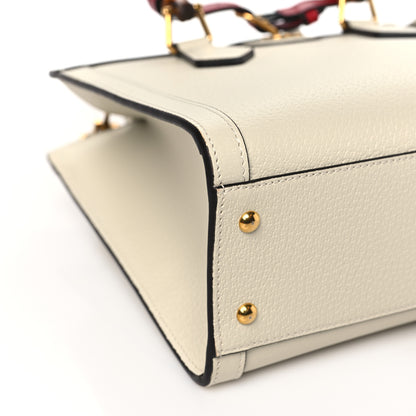 Gucci Textured Dollar Calfskin Web Small Diana Tote Bag Mystic White 9 of 10