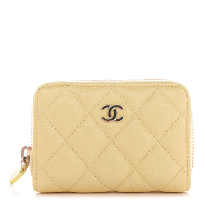 Chanel Iridescent Caviar Quilted Zip Coin Purse Yellow 1 of 10