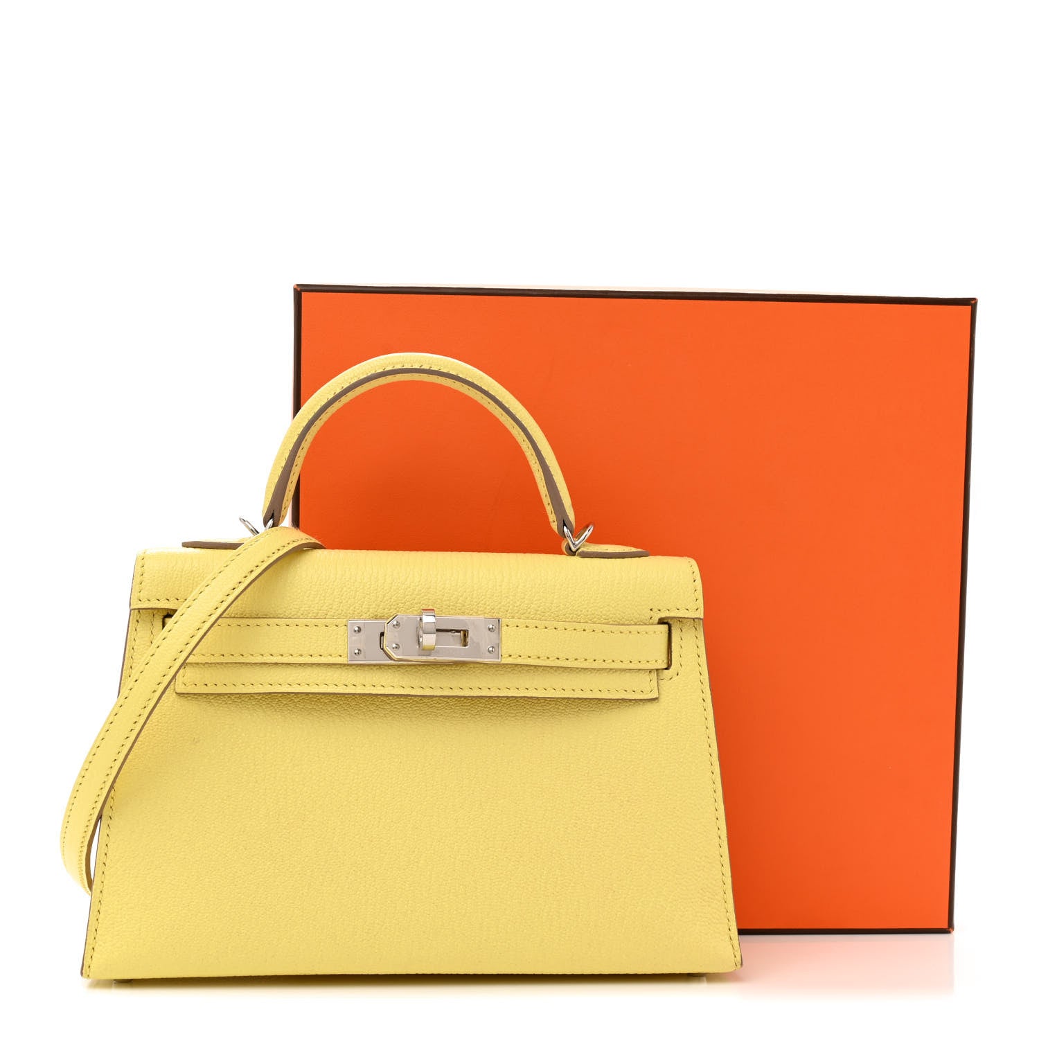 Hermes Chevre Mysore Mini Kelly Sellier 20 Limoncello 13 of 13