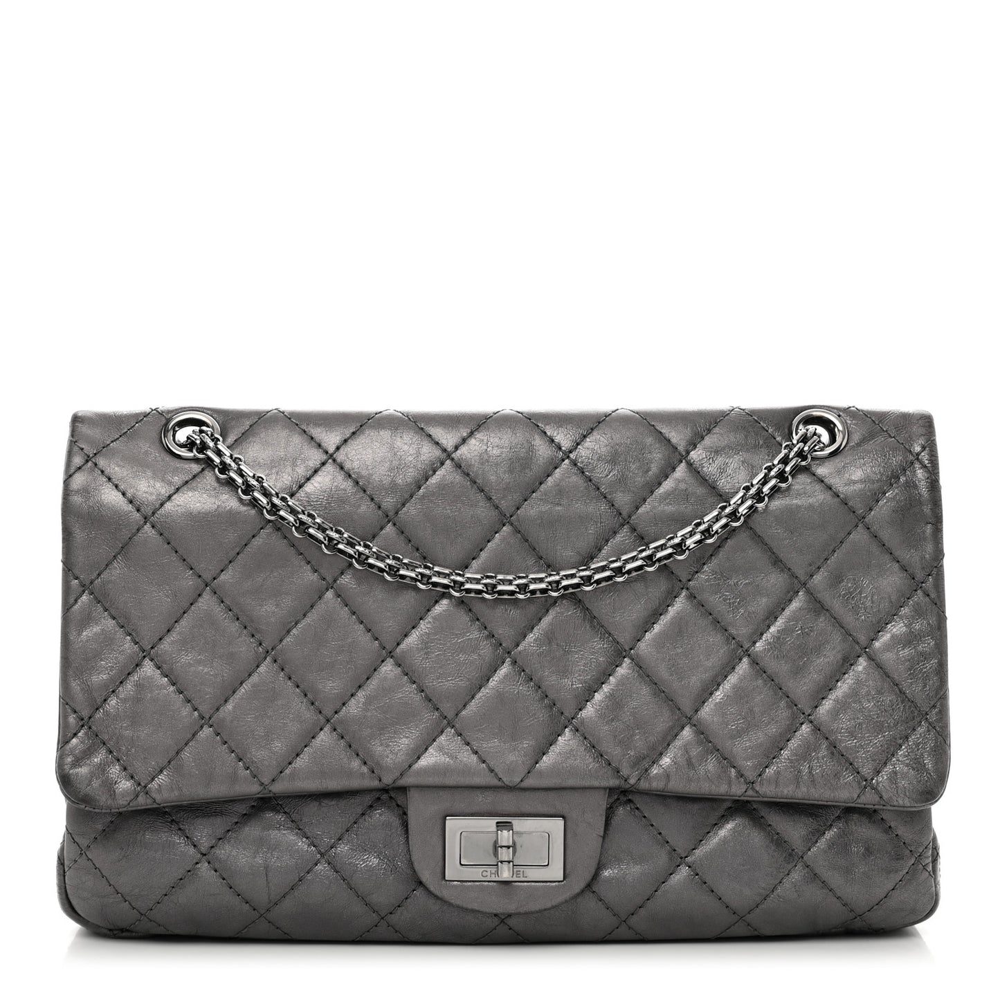 Metallic Aged Calfskin Quilted 2.55 Reissue 226 Flap Silver