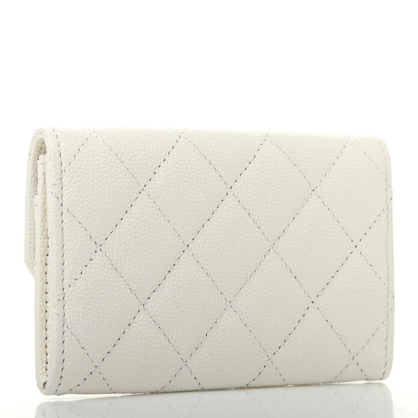 Caviar Quilted Flap Card Holder White