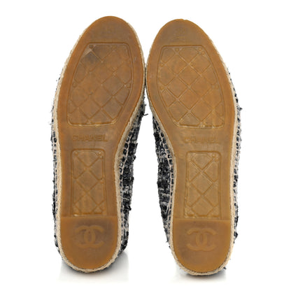 Chanel Metallic Tweed Lambskin CC Espadrilles 38 Black Silver 5 of 15