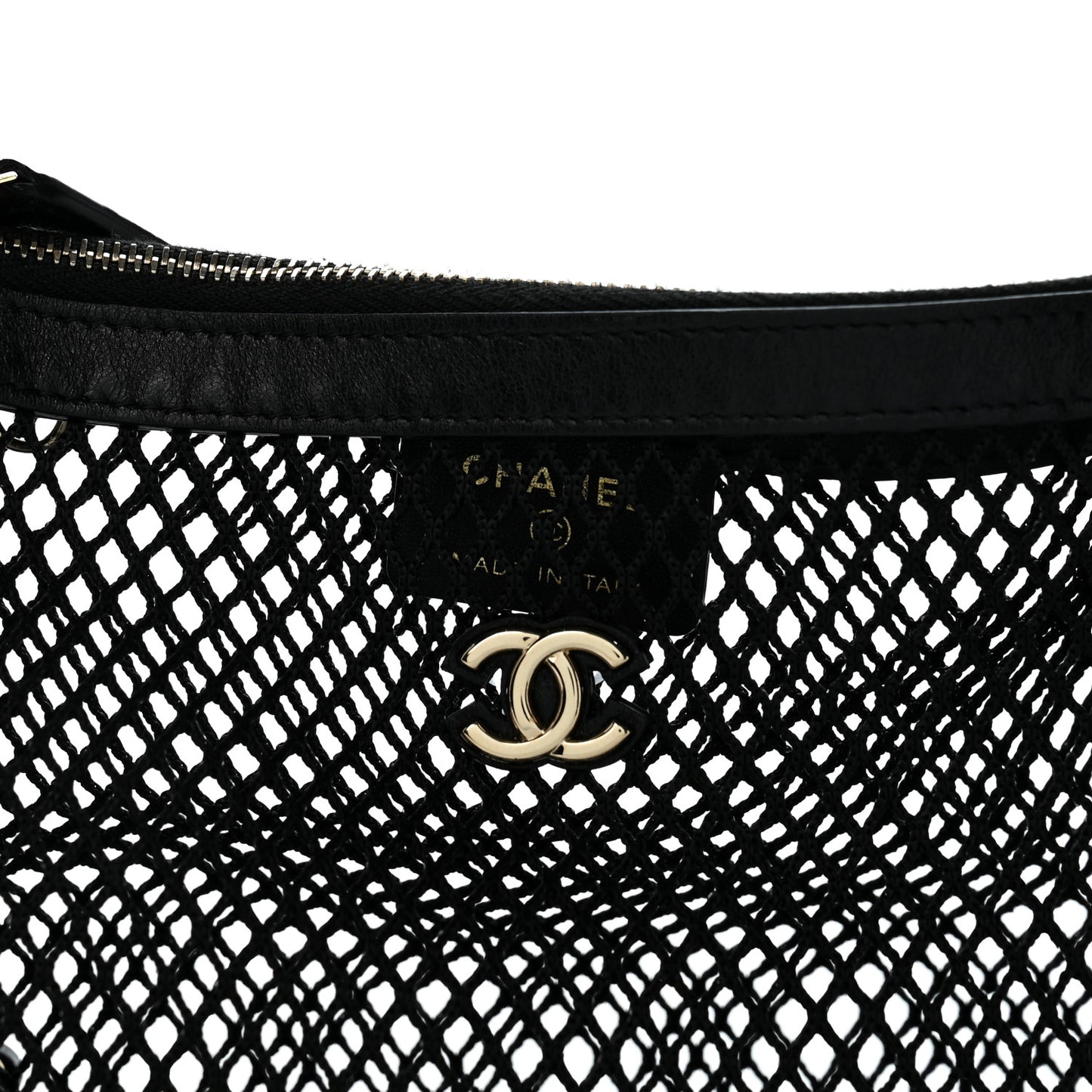 Mesh Shiny Lambskin Clutch With Chain Black