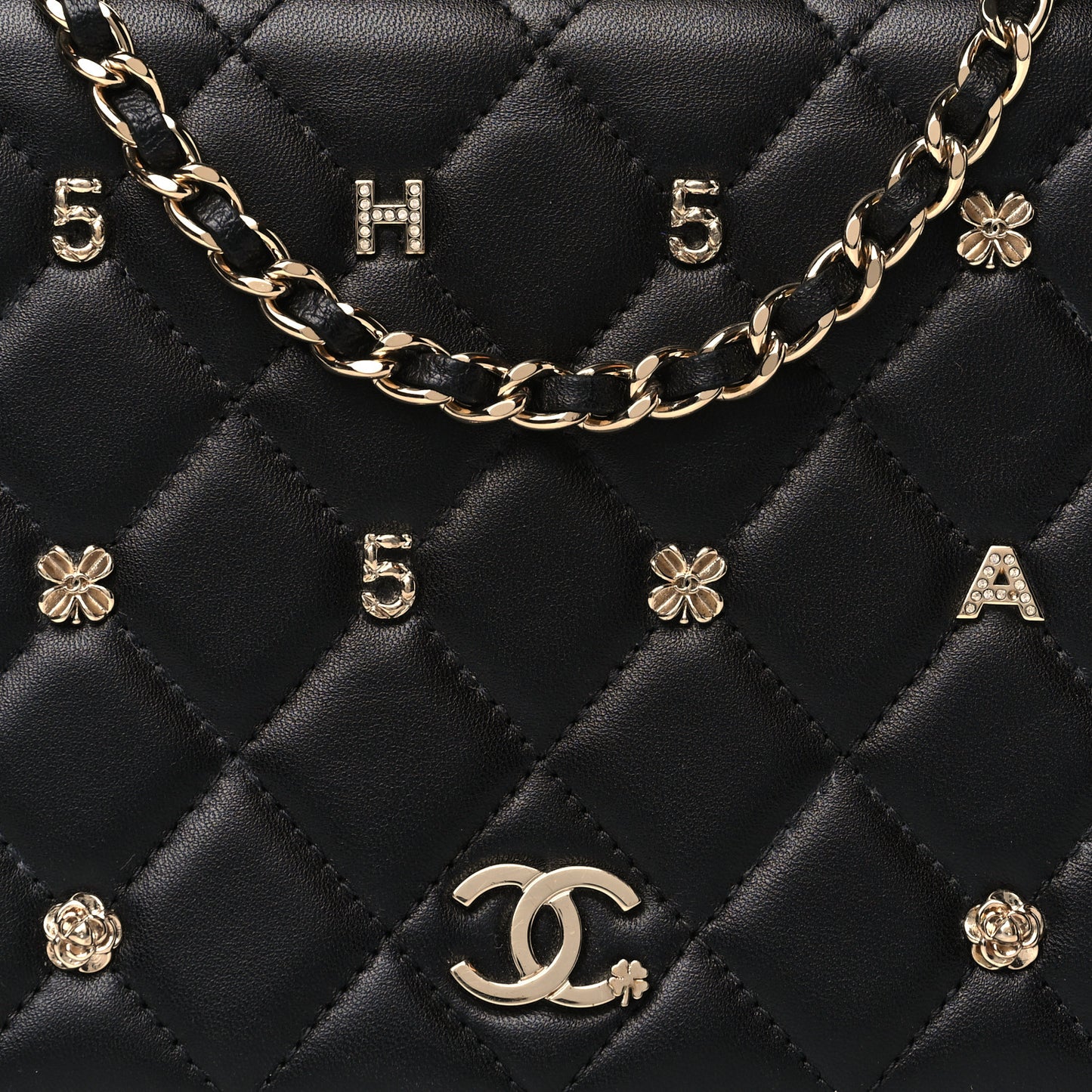 Lambskin Quilted All About Chanel Wallet On Chain WOC Black