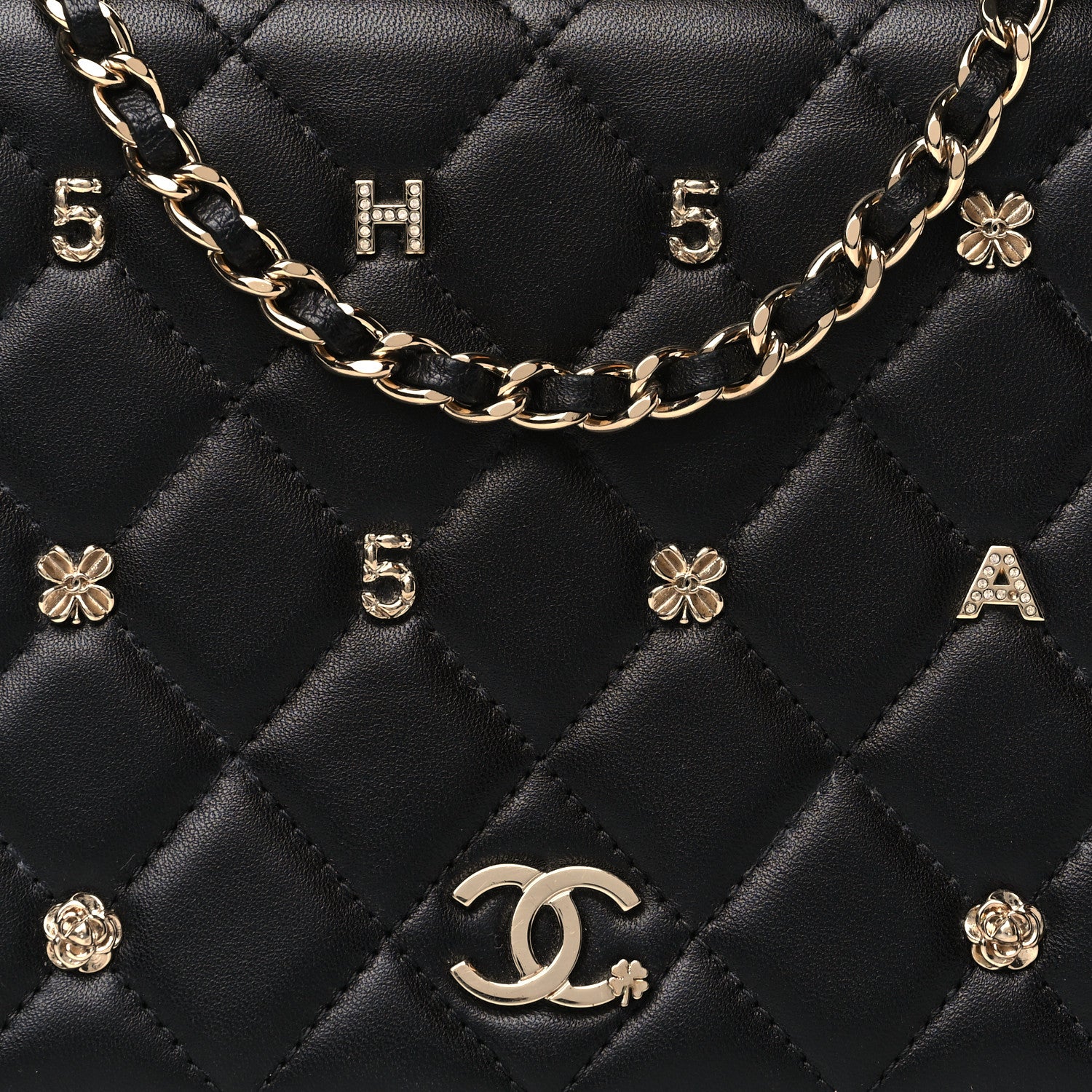 Chanel Lambskin Quilted All About Chanel Wallet On Chain WOC Black 9 of 13