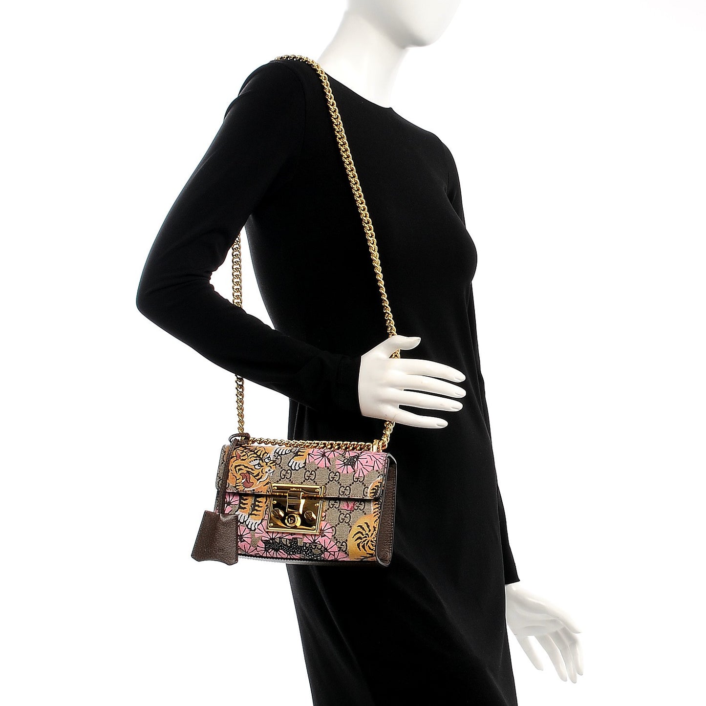 GG Supreme Monogram Bengal Small Padlock Shoulder Bag Beige Pink