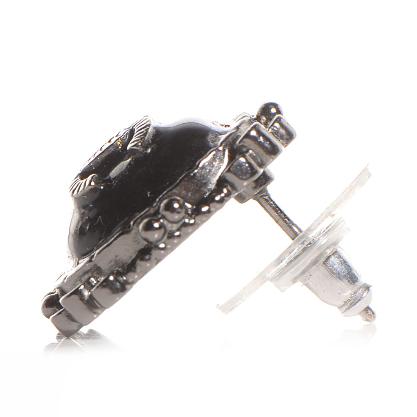 Ruthenium Enamel CC Earrings Black