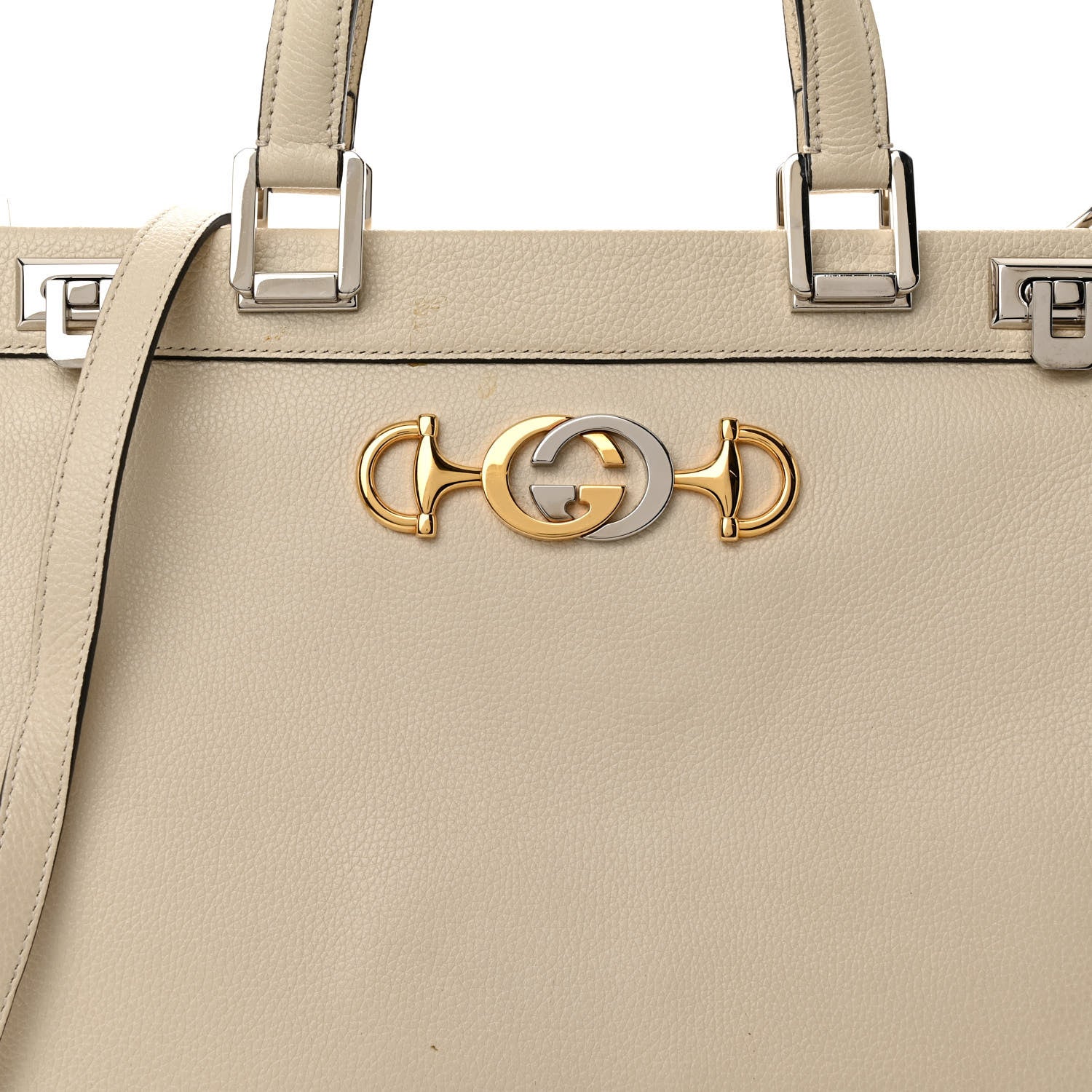 Gucci Grainy Calfskin Medium Zumi Top Handle Bag Mystic White 7 of 12