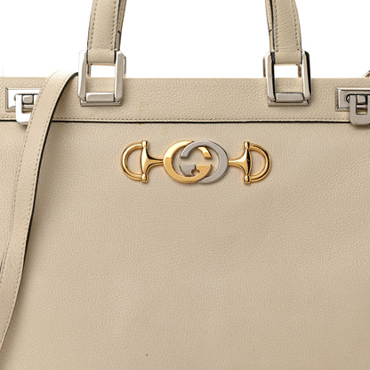 Gucci Grainy Calfskin Medium Zumi Top Handle Bag Mystic White 7 of 12