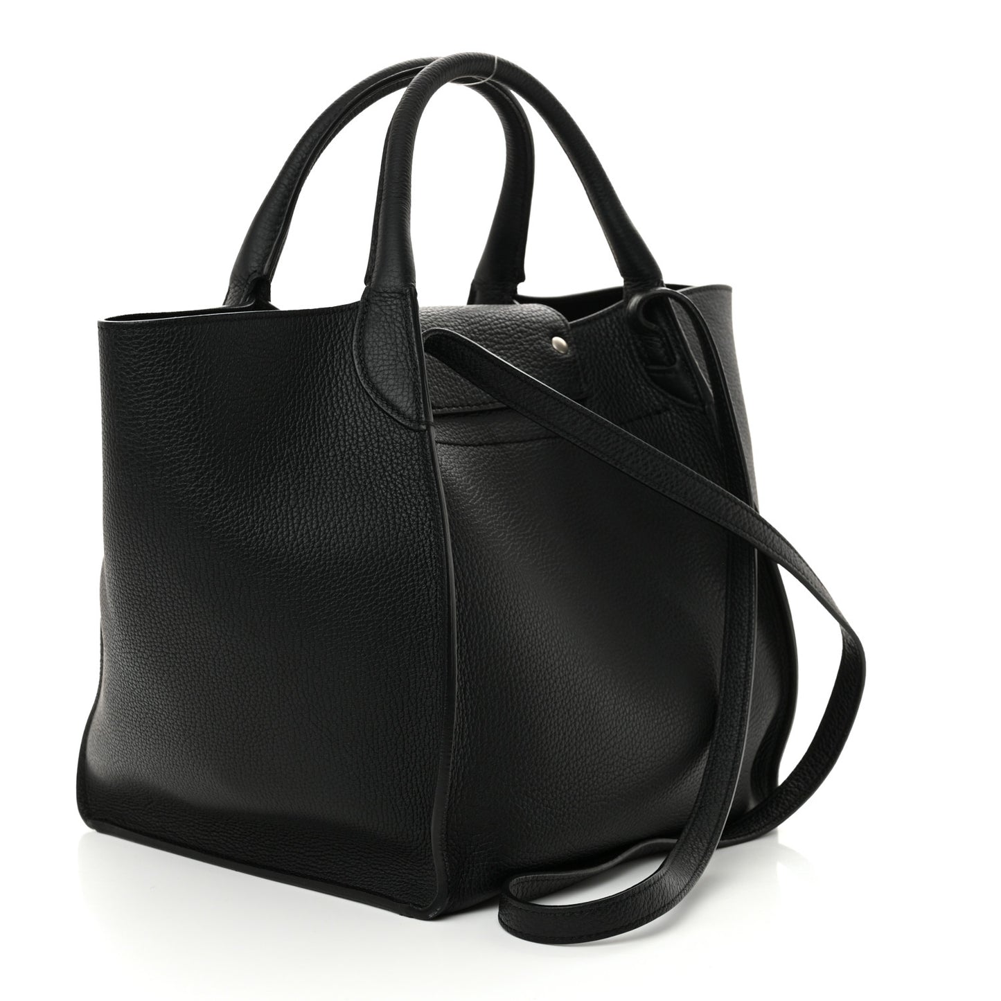 Supple Grained Calfskin Small Long Strap Big Bag Black