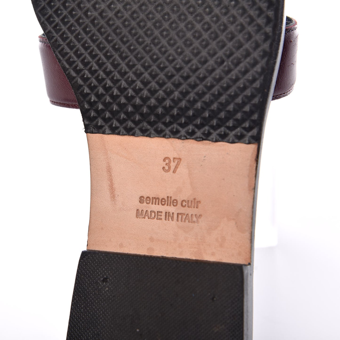 Box Calfskin Oran Sandals 37 Bleu Ardoise Bordeaux