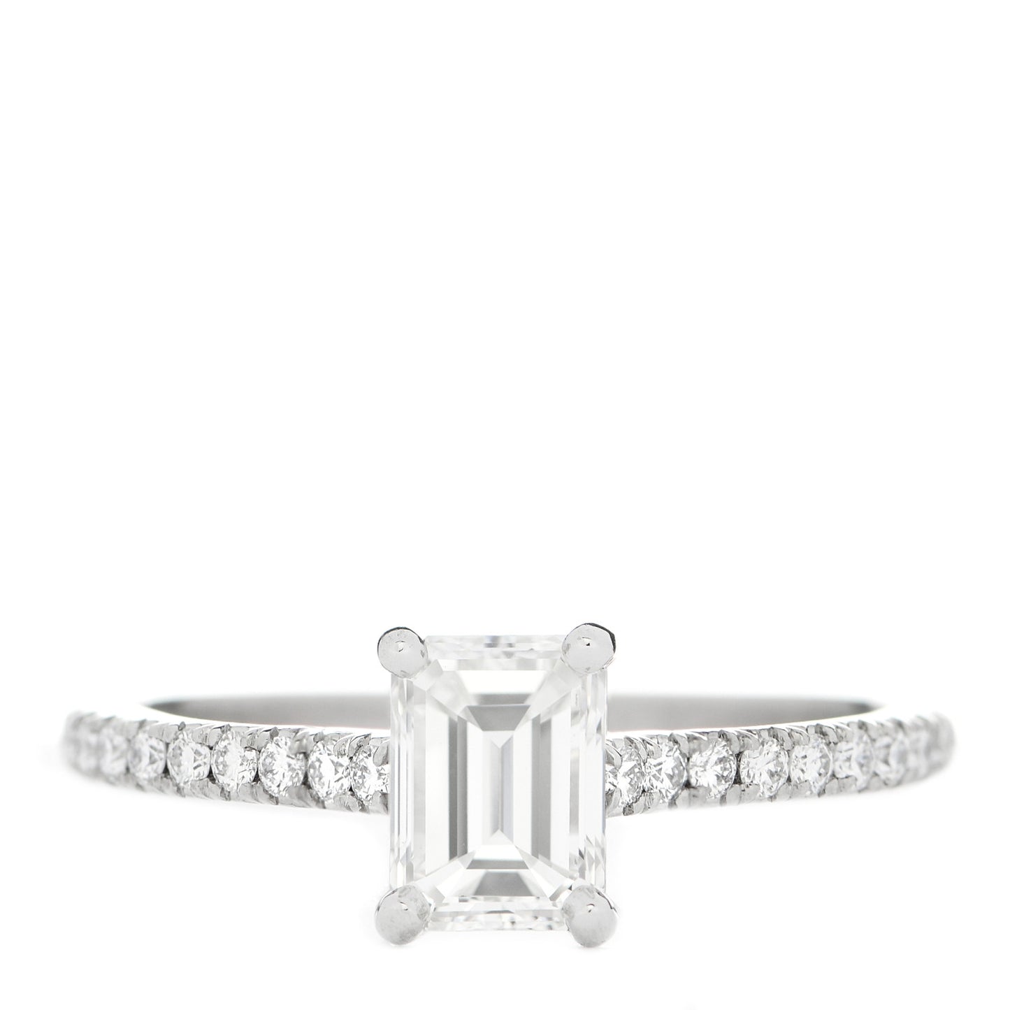 Platinum Diamond .81ct Emerald Cut Novo Engagement Ring 54 7
