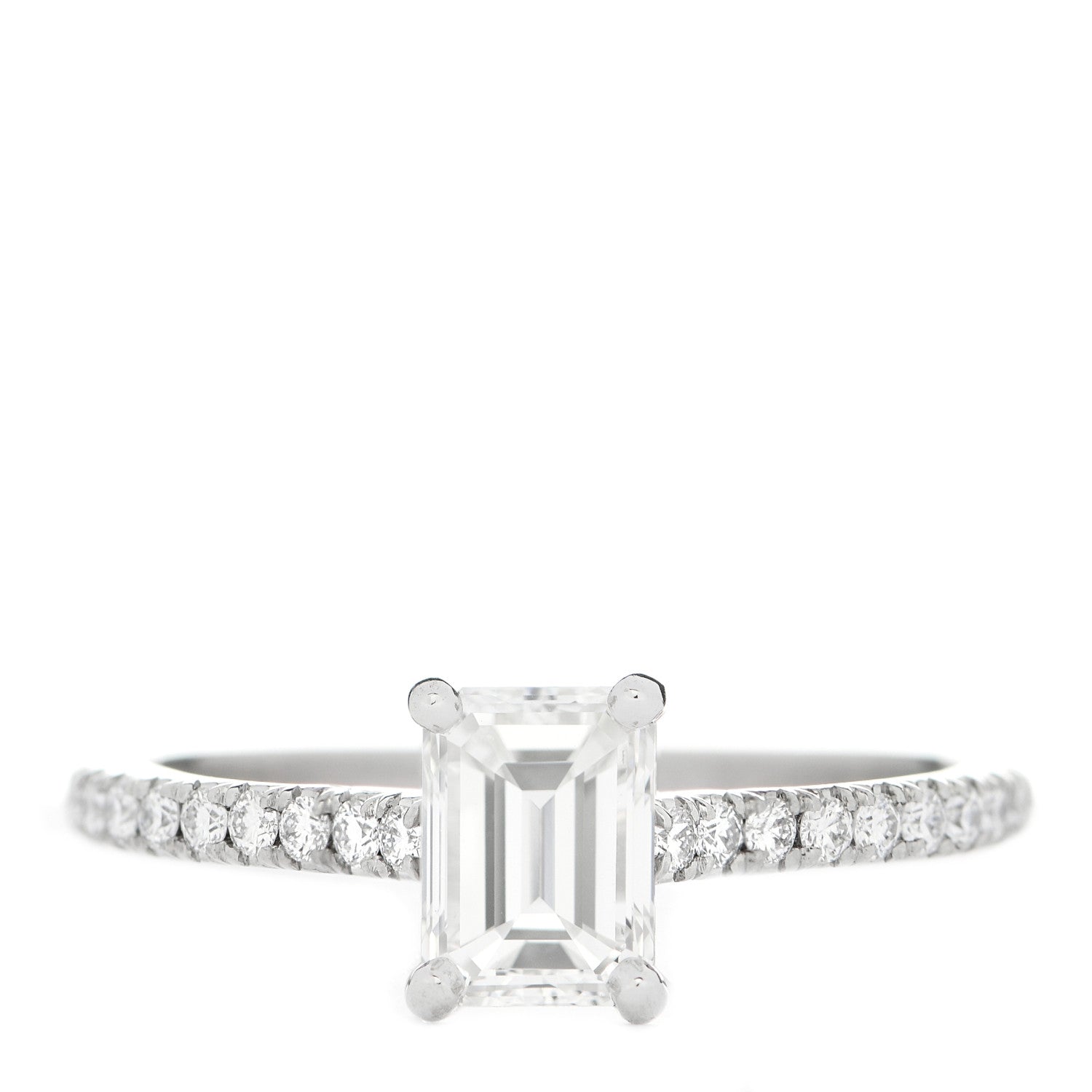 Tiffany Platinum Diamond .81ct Emerald Cut Novo Engagement Ring 54 7 1 of 6