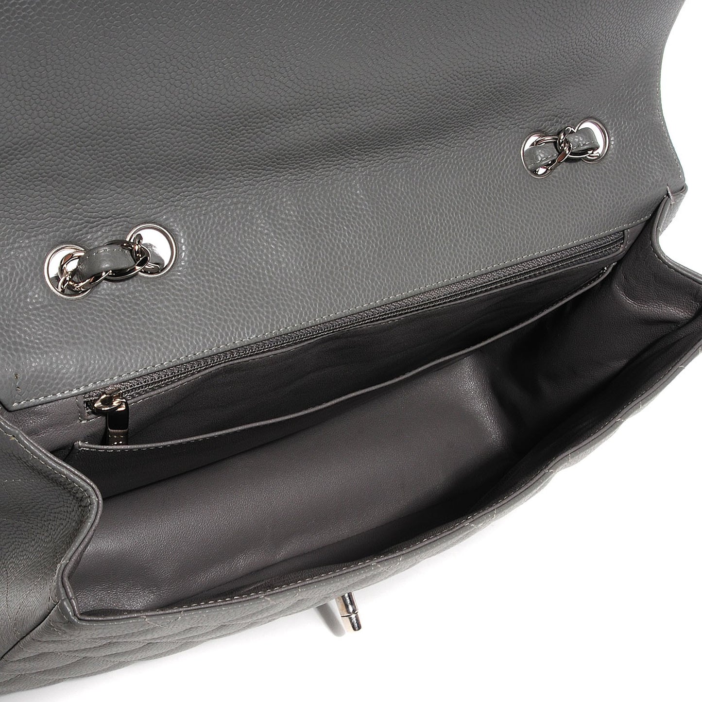 Caviar Quilted Jumbo Single Flap Grey