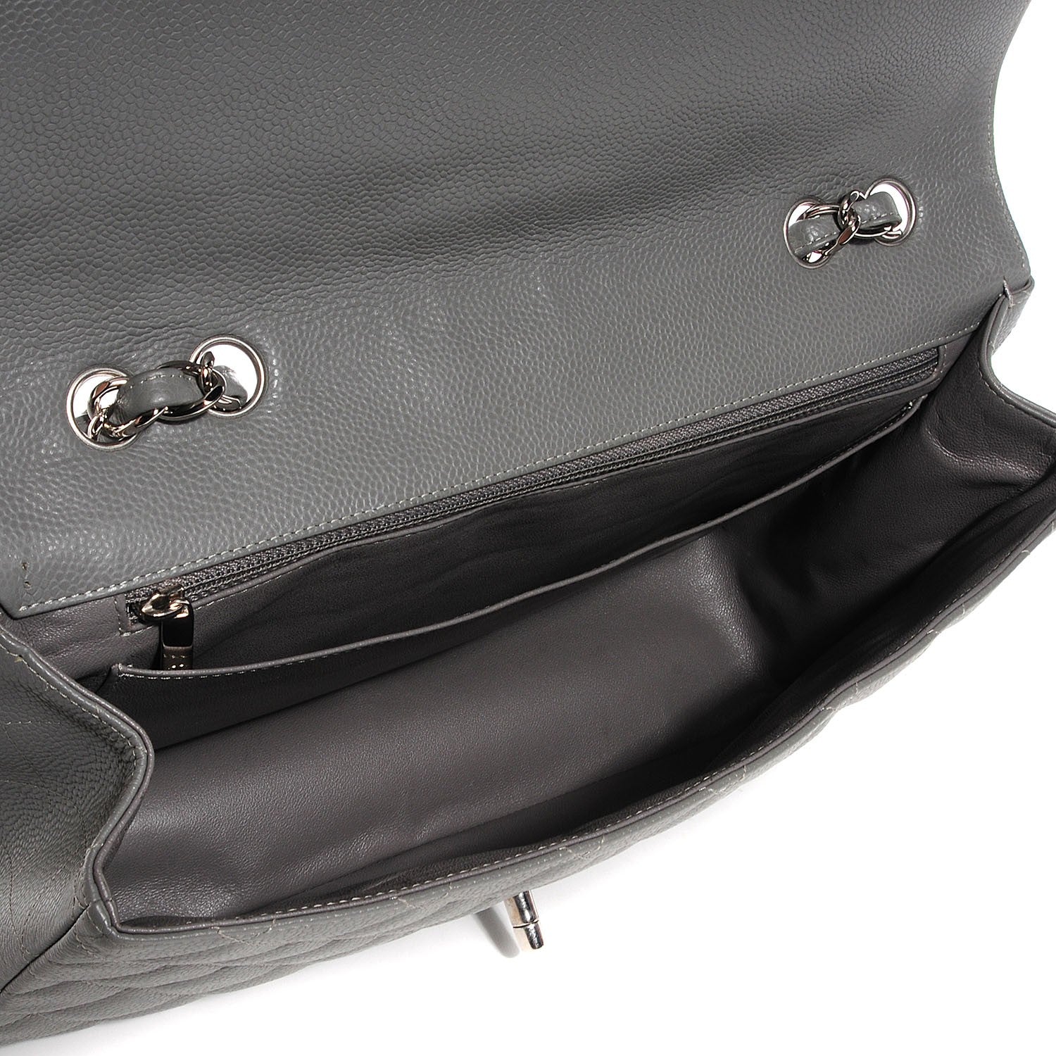 Chanel Caviar Quilted Jumbo Single Flap Grey 5 of 8