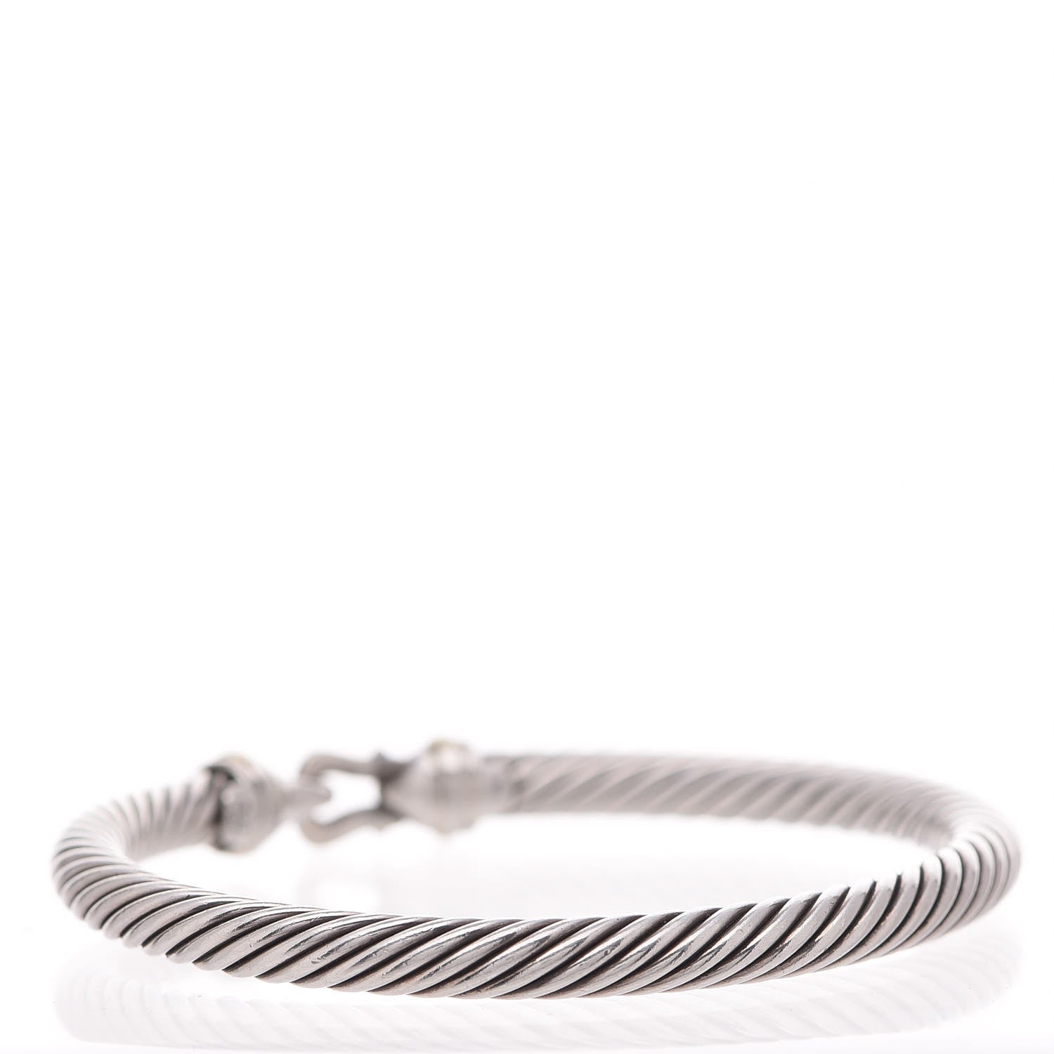 David Yurman Sterling Silver 18K Yellow Gold 5mm Cable Classic Buckle Bracelet 3 of 5