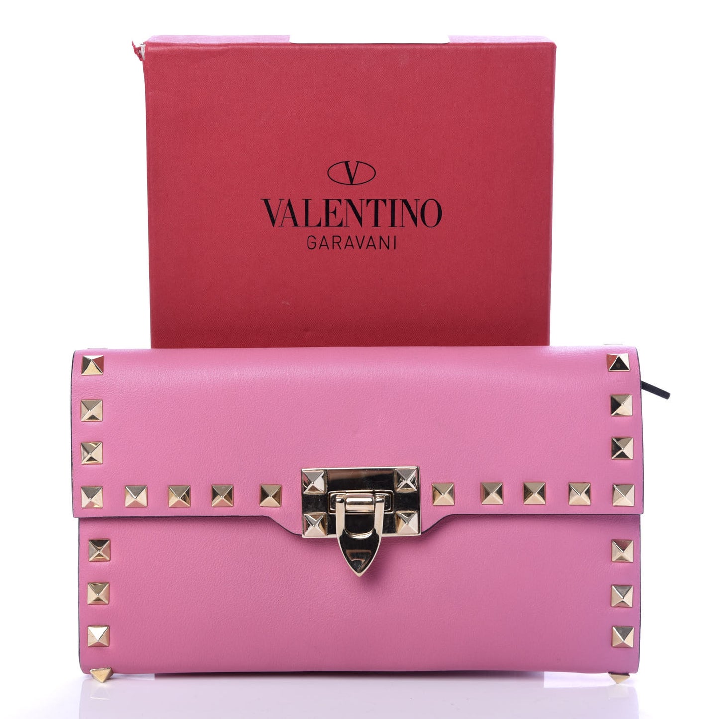Calfskin Rockstud Flip Lock Wallet Ninphea