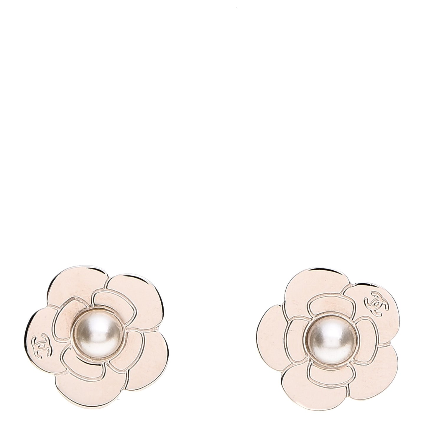 Pearl CC Camellia Earrings Gold