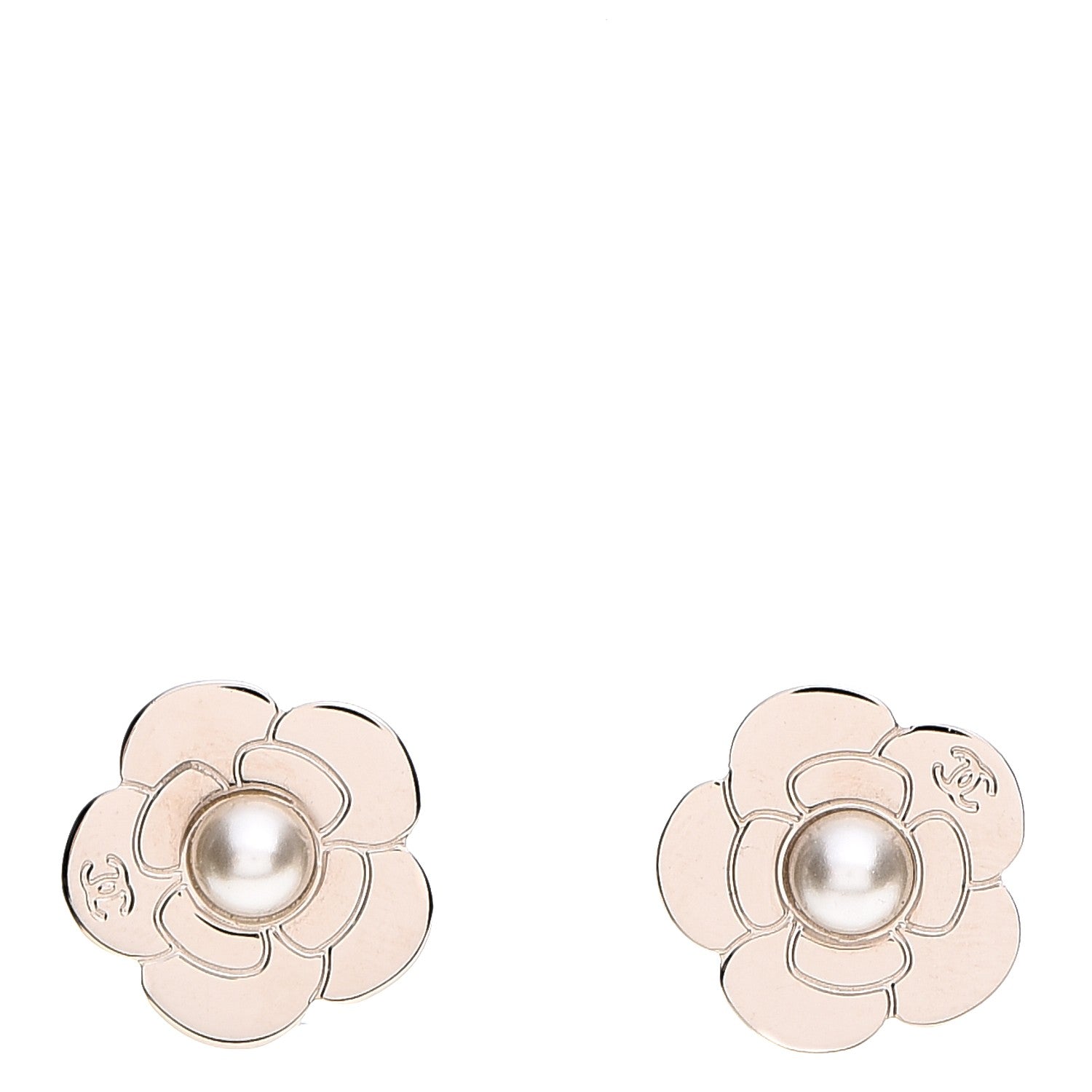 Chanel Pearl CC Camellia Earrings Gold 1 of 6