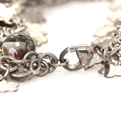 Chanel Pearl Glass Beaded CC Charm Bracelet Silver Multicolor 4 of 5