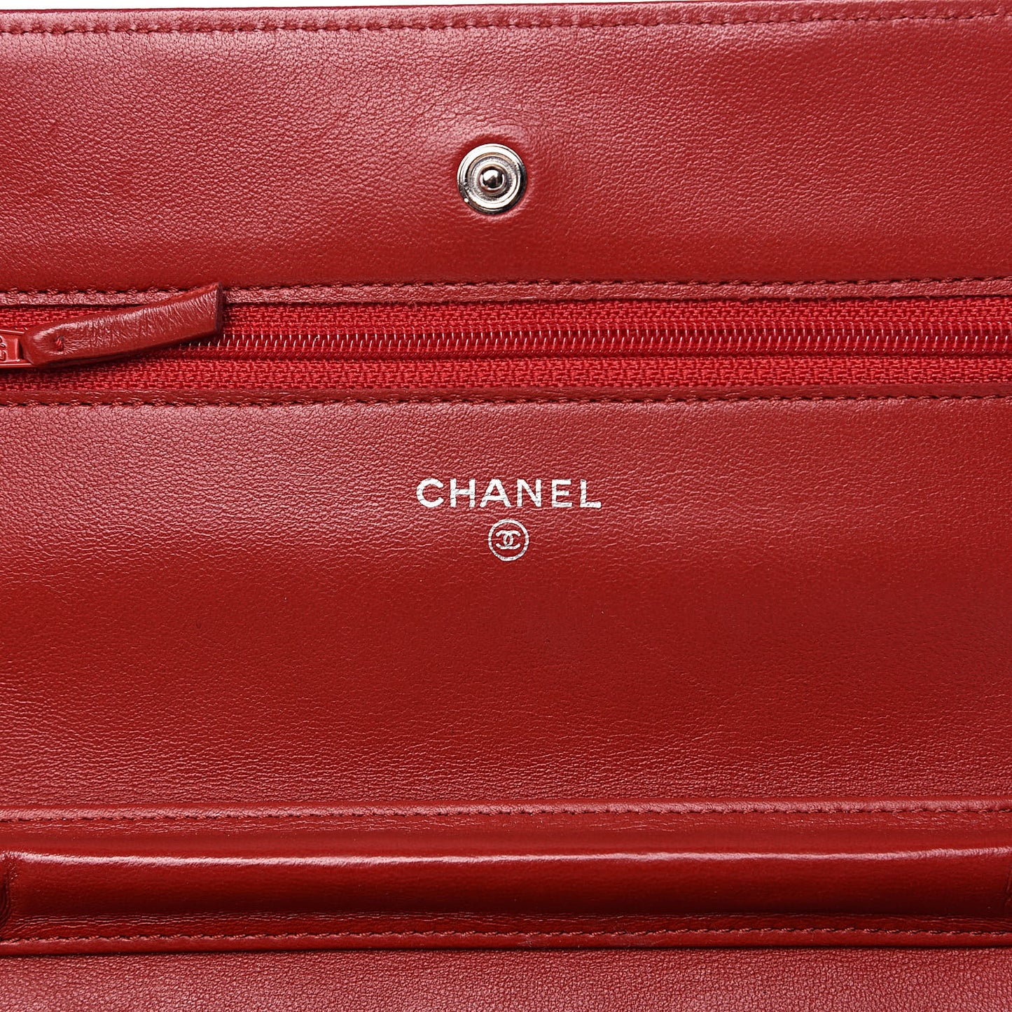 Lambskin Quilted Wallet On Chain WOC Red