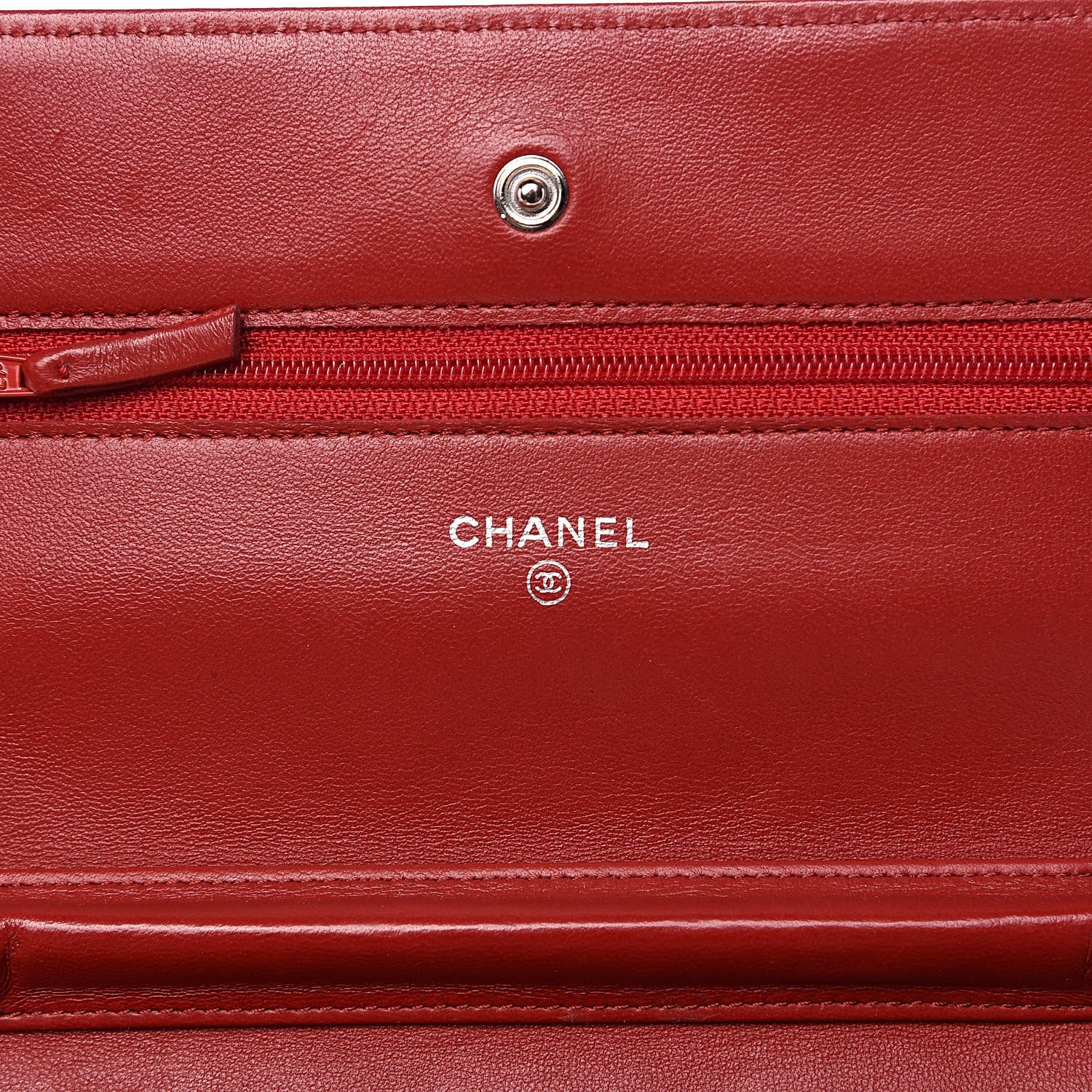 Chanel Lambskin Quilted Wallet On Chain WOC Red 8 of 13