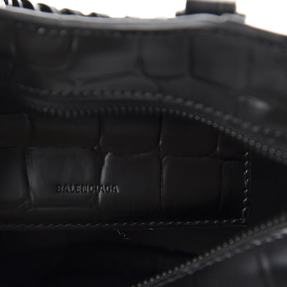 Balenciaga Semi Shiny Calfskin Crocodile Embossed Neo Classic Black Hardware Nano City Crossbody Black 9 of 10