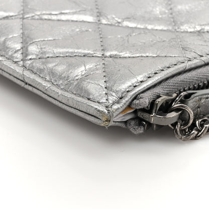 Chanel Metallic Crumpled Calfskin Quilted Large Slide Pouch Silver 12 of 13