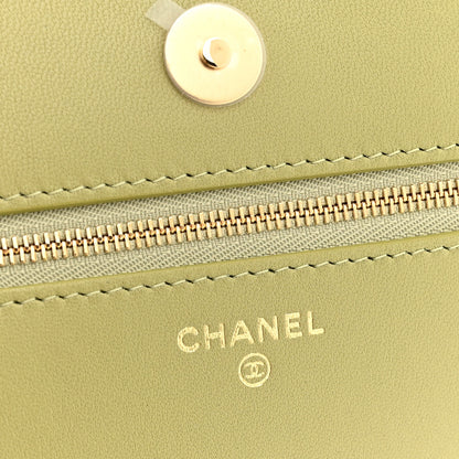 Chanel Lizard Embossed Wallet on Chain WOC Light Green 5 of 10
