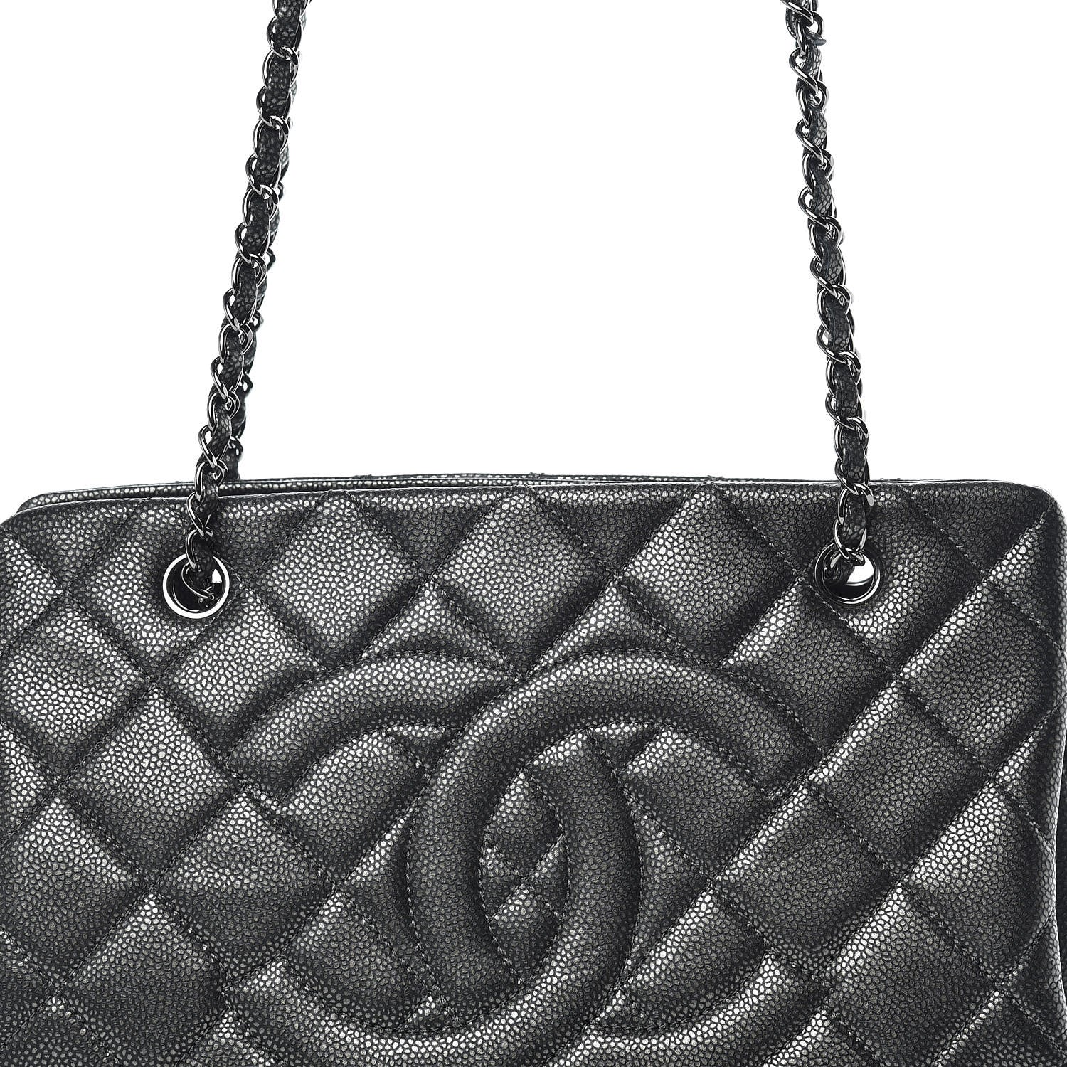Chanel Metallic Caviar Quilted CC Tote Dark Silver 12 of 12