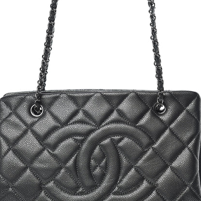 Chanel Metallic Caviar Quilted CC Tote Dark Silver 12 of 12