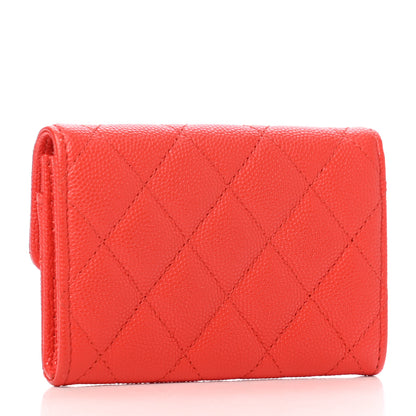 Chanel Caviar Quilted Flap Card Holder Wallet Red 3 of 8