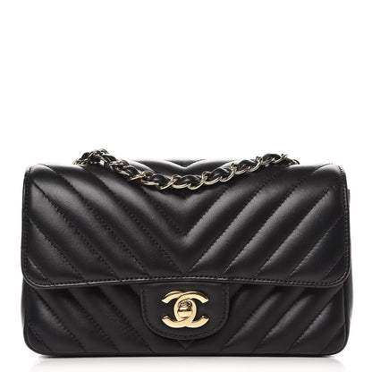 Chanel Lambskin Chevron Quilted Mini Rectangular Flap Black 1 of 8