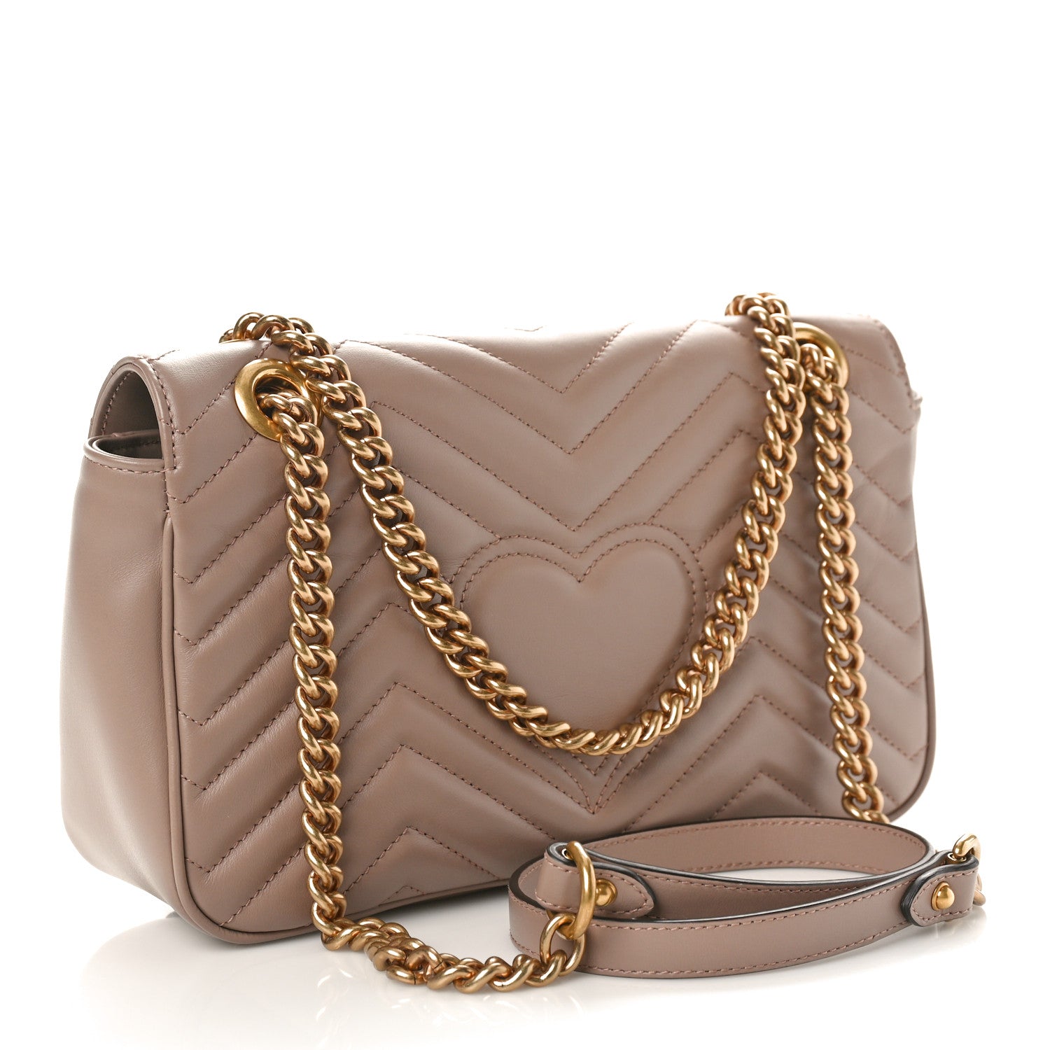 Gucci Calfskin Matelasse Small GG Marmont Shoulder Bag Porcelain Rose 2 of 9