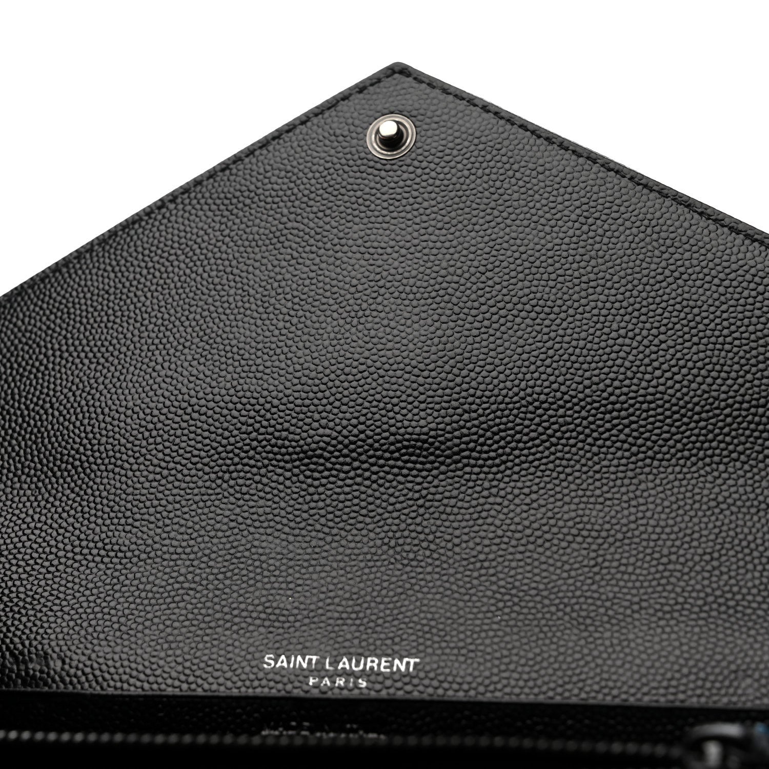 Saint Laurent Grain De Poudre Matelasse Chevron Monogram Flap Wallet Black 8 of 9