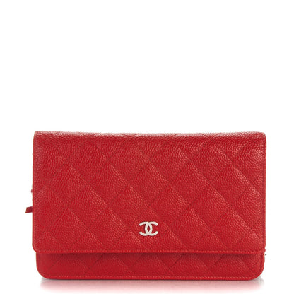Chanel Caviar Quilted Wallet On Chain WOC Dark Red 1 of 7