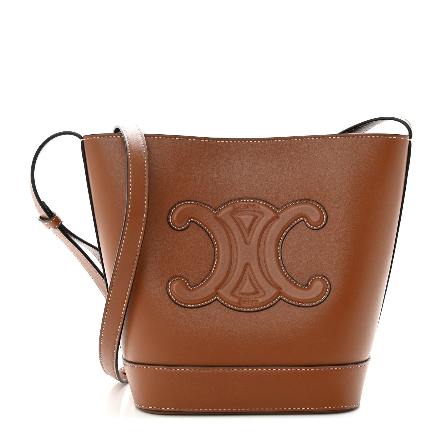 Celine Smooth Calfskin Small Cuir Triomphe Bucket Bag Tan 1 of 10