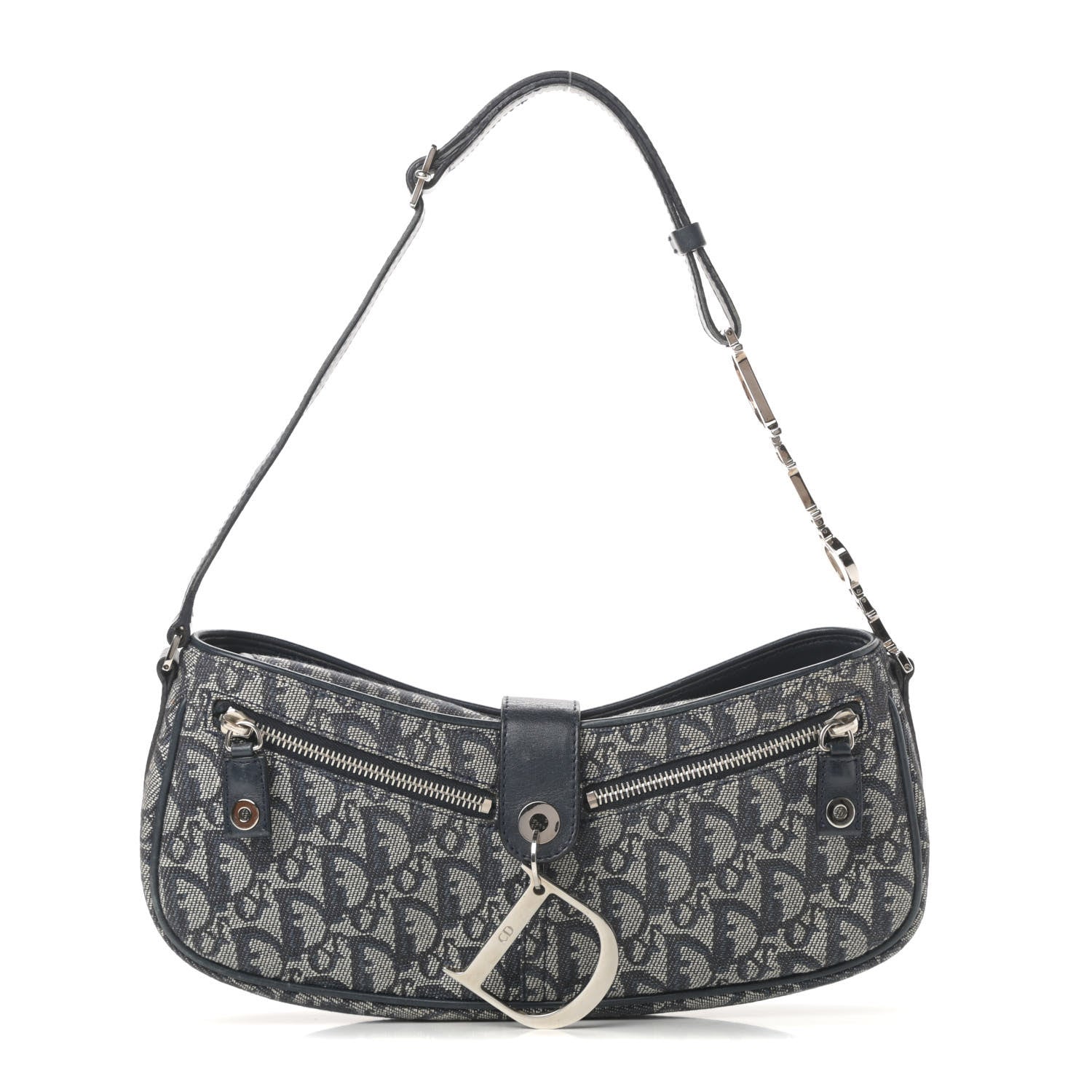 Christian Dior Monogram Charm Shoulder Bag Navy 1 of 13