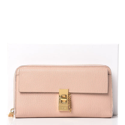 Chloe Grained Lambskin Drew Long Wallet with Flap Cement Pink 9 of 9